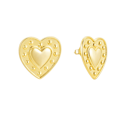 STUDDED HEART EARRING